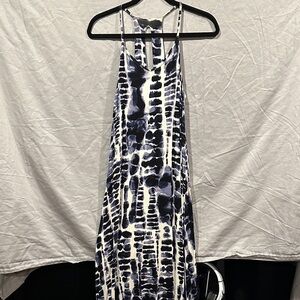 Nicole Miller Backless Dress in Blue and White